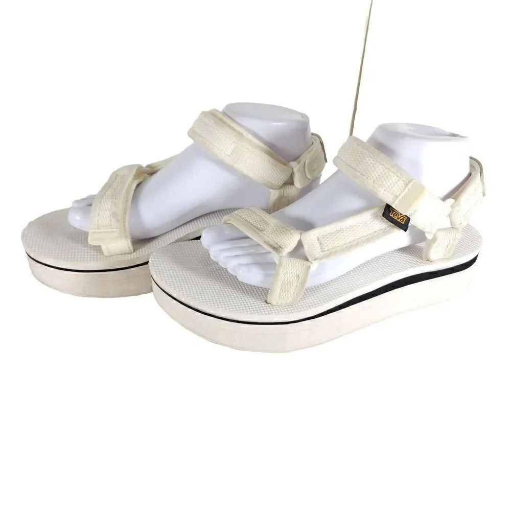 Teva Women's Flatform Universal US 9 White Mid Platform Strappy Sandals